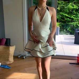 Halston Heritage layered halter dress with open back